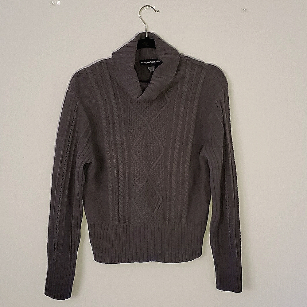 Norton McNaughton Large grey cableknit turtleneck
